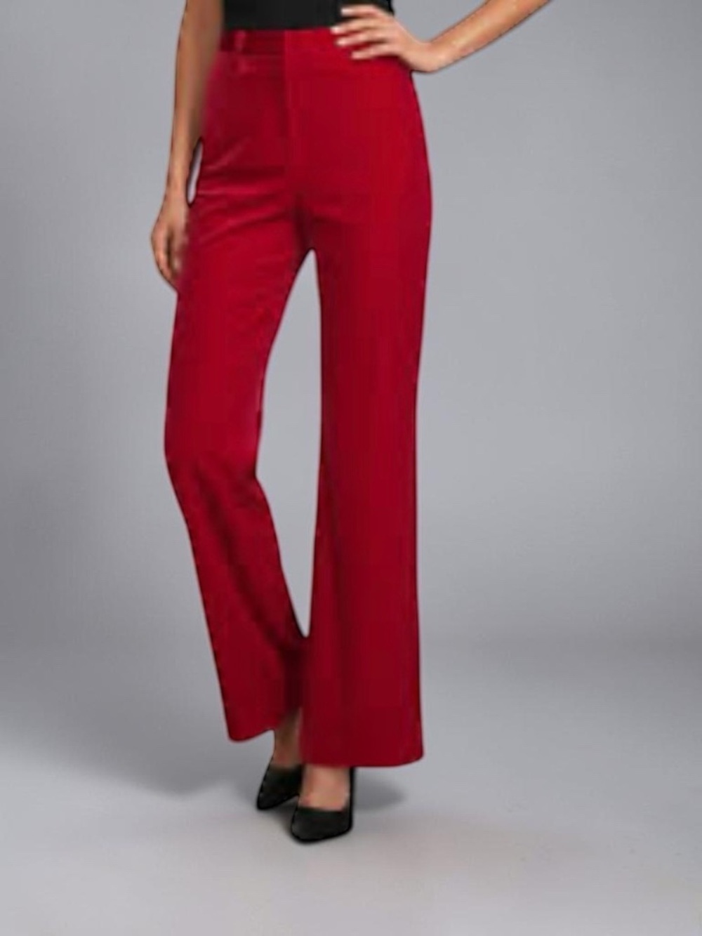 Alex Marie Women’s Size 16 Kelly Velvet Crimson Red Wide Leg Dress Pants NWT